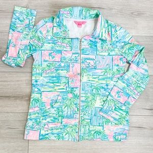 Lilly Pulitzer Women’s Full Zip Sweatshirt Pockets, Multi-color, Size Small